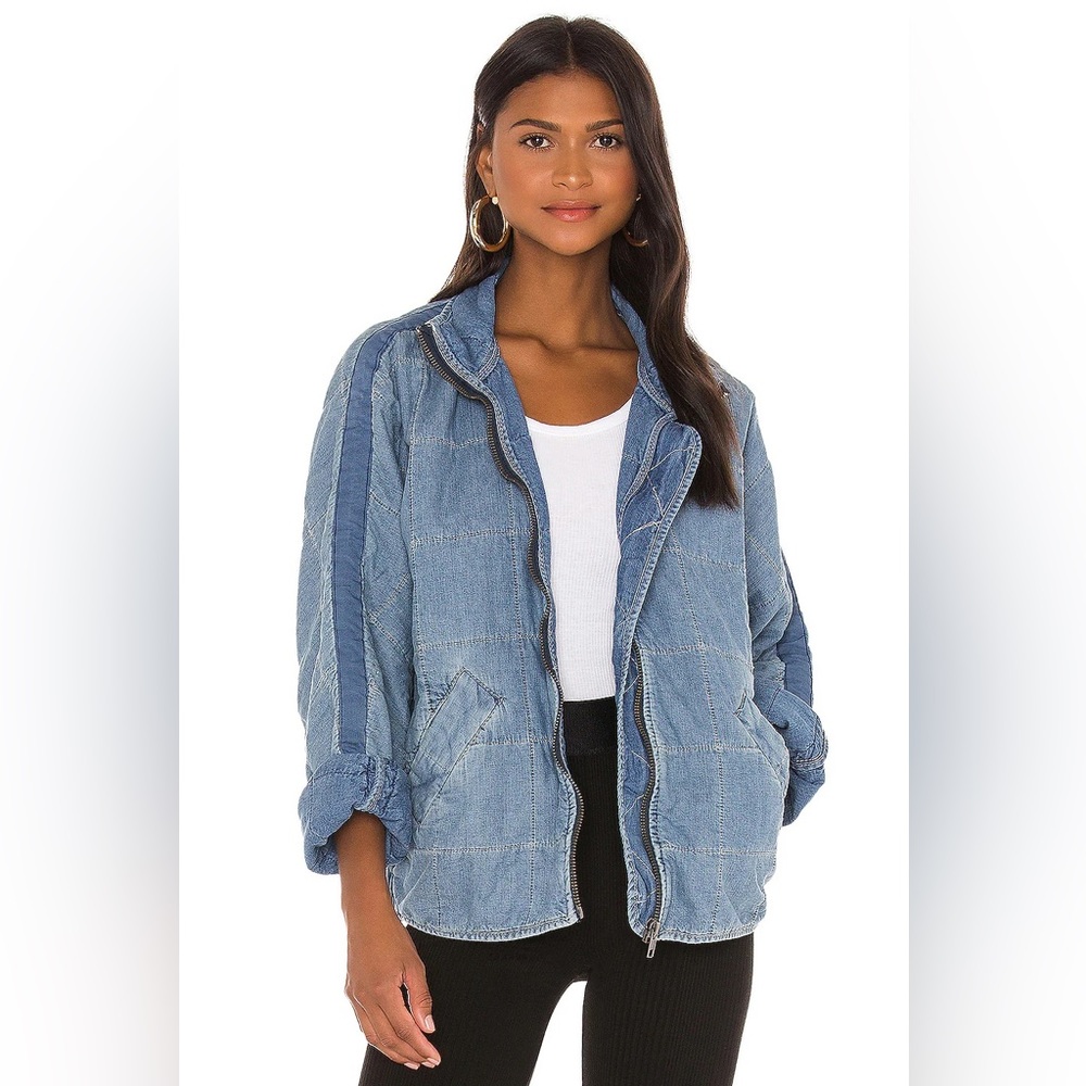 Free People Dolman Quilted Denim Jacket, Size Small